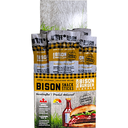 Bison Meat Snack Sticks - Bison Bacon Burger Twin Pack Box